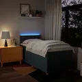 cadre de lit avec matelas Bleu 90x200 cm Tissu