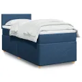 cadre de lit avec matelas Bleu 90x200 cm Tissu