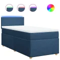 cadre de lit avec matelas Bleu 90x200 cm Tissu