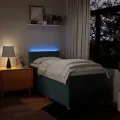 cadre de lit avec matelas Bleu 90x200 cm Tissu