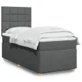 cadre de lit avec matelas Gris foncé 90x200 cm Tissu