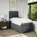 cadre de lit avec matelas Gris foncé 90x200 cm Tissu