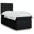 cadre de lit avec matelas Noir 90x200 cm Tissu