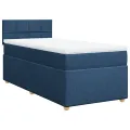 cadre de lit avec matelas Bleu 90x200 cm Tissu