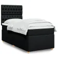 cadre de lit avec matelas Noir 90x200 cm Tissu
