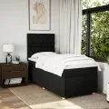 cadre de lit avec matelas Noir 90x200 cm Tissu