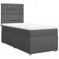 cadre de lit avec matelas Gris foncé 90x200 cm Tissu