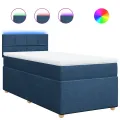 cadre de lit avec matelas Bleu 90x200 cm Tissu