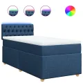 cadre de lit avec matelas Bleu 90x200 cm Tissu