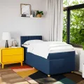 cadre de lit avec matelas Bleu 90x200 cm Tissu