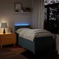 cadre de lit avec matelas Bleu 90x200 cm Tissu