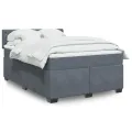 cadre de lit et matelas Gris foncé 140x200cm Velours