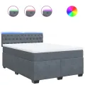 cadre de lit et matelas Gris foncé 140x200cm Velours