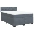 cadre de lit et matelas Gris foncé 140x200cm Velours