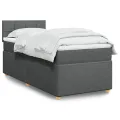 cadre de lit et matelas Gris foncé 90x190 cm Tissu