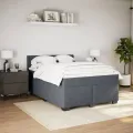 cadre de lit et matelas Gris foncé 160x200cm Velours