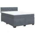 cadre de lit et matelas Gris foncé 160x200cm Velours