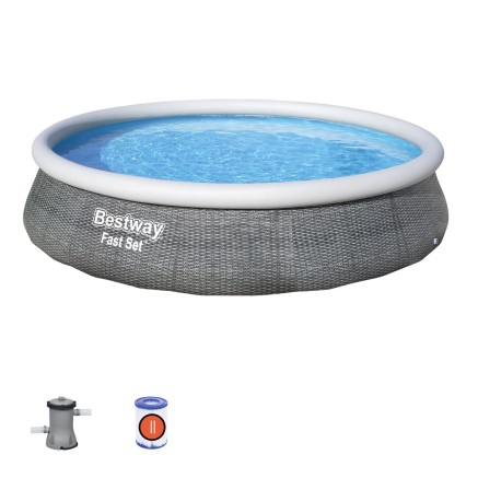 Bestway Piscina Hinchable Adulto Aro Ratan con Depurador 396x84 cm Jar