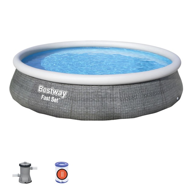 Bestway Piscina Gonfiabile Adulto Aro Ratan con Depuratore 396x84 cm G