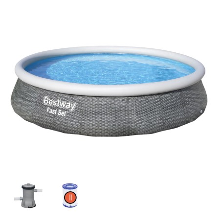 Bestway Piscine Gonflable Adulte Cerceau Rattan avec Filtre 396x84 cm