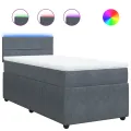 cadre de lit et matelas Gris foncé 80x200 cm Velours