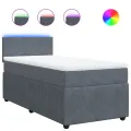 cadre de lit et matelas Gris foncé 80x200 cm Velours