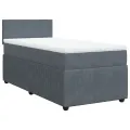 cadre de lit et matelas Gris foncé 80x200 cm Velours
