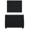 cadre de lit et matelas Noir 80x200 cm Velours