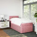cadre de lit et matelas Rose 80x200 cm Velours