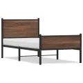 Cadre de lit en métal sans matelas chêne marron 90x200 cm