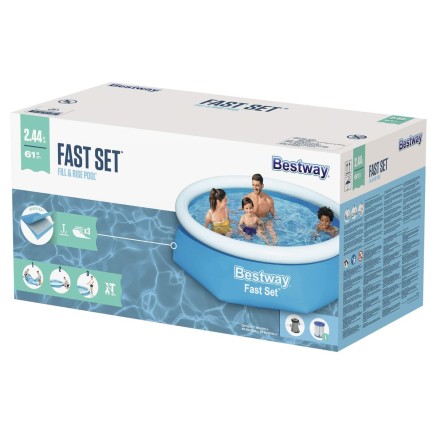 Bestway Opblaasbaar Zwembad Volwassen Ring met Filter 244x61 cm Tuin 5 2