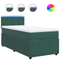 cadre de lit et matelas Vert foncé 80x200 cm Velours