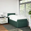 cadre de lit et matelas Vert foncé 80x200 cm Velours