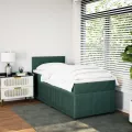 cadre de lit et matelas Vert foncé 80x200 cm Velours