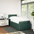 cadre de lit et matelas Vert foncé 80x200 cm Velours