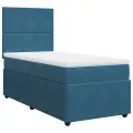 cadre de lit avec matelas bleu 80x200 cm velours
