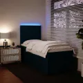 cadre de lit avec matelas bleu 80x200 cm velours
