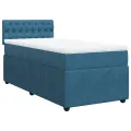 cadre de lit avec matelas bleu 80x200 cm velours