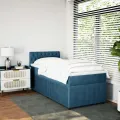 cadre de lit avec matelas bleu 80x200 cm velours