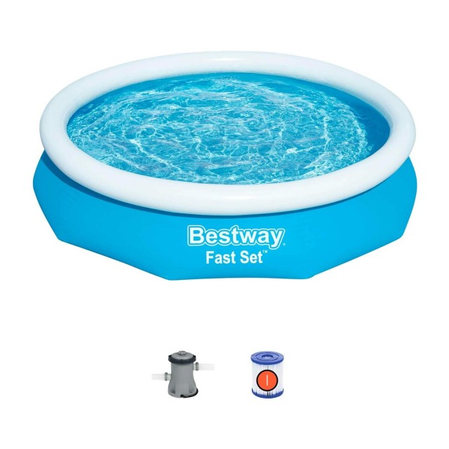 Bestway Opblaasbaar Zwembad Volwassenen Ring met Filter 305x66 cm Tuin