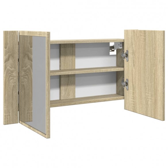 Armoire à miroir LED chêne sonoma 80x12x45 cm bois d'ingénierie