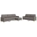 Ensemble de canapés 3 pcs avec repose-pied taupe tissu