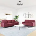 Ensemble de canapés 2 pcs coussins décoratifs bordeaux tissu