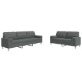 Ensemble de canapés 2 pcs coussins décoratifs gris foncé tissu