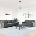 Ensemble de canapés 2 pcs coussins décoratifs gris foncé tissu