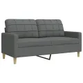 Ensemble de canapés 2 pcs coussins décoratifs gris foncé tissu