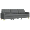 Ensemble de canapés 2 pcs coussins décoratifs gris foncé tissu