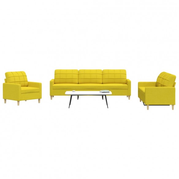 Ensemble de canapés 3 pcs jaune clair tissu