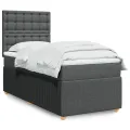 cadre de lit et matelas Gris foncé 90x190 cm Tissu