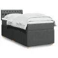 cadre de lit et matelas Gris foncé 90x190 cm Tissu